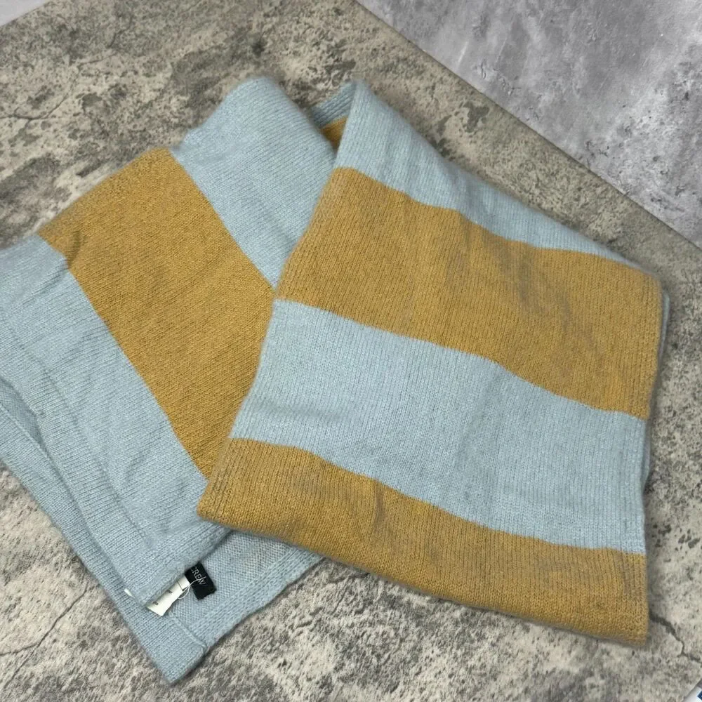 J.Crew 100% Lambs wool Scarf Tan Gray Striped‎ Unisex